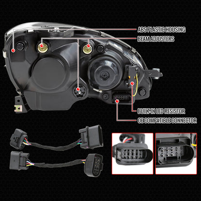 2008-2011 Mercedes Benz W204 C-Class Switchback Sequential Full LED Projector Headlights (Matte Black Housing/Smoked Lens)