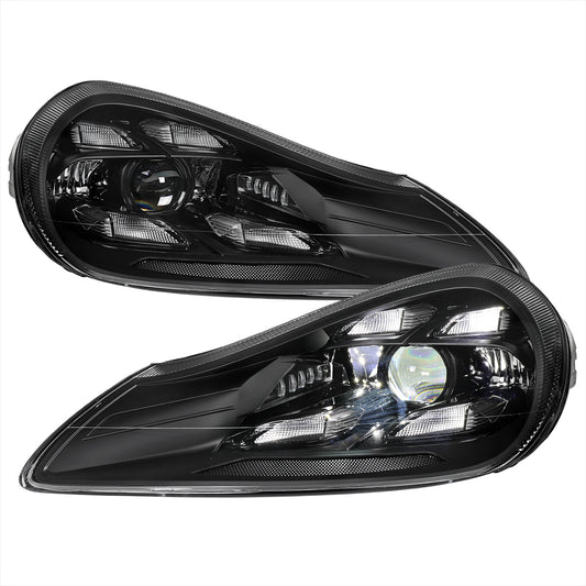 2008-2010 Porsche Cayenne 957 LED Projector w/ DRL Headlights (Matte Black Housing / Glossy Black Accents / Clear Lens)