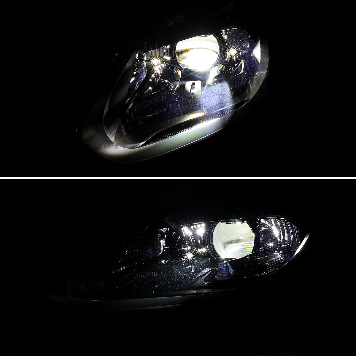 2015-2017 Porsche Cayenne 958.2 LED Projector Headlights w/ DRL for non-Dynamic Function  (Matte Black Housing / Glossy Black Accents / Clear Lens)