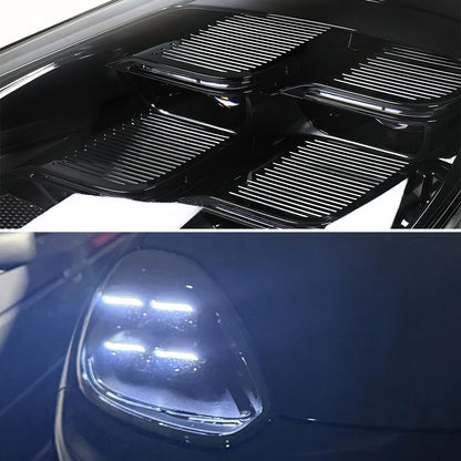 2015-2017 Porsche Cayenne 958.2 Matrix Style LED Projector Headlights w/ DRL for Dynamic Function  (Matte Black Housing / Glossy Black Accents / Clear Lens)