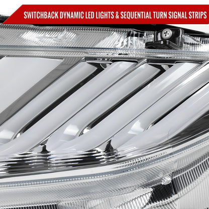 2016-2021 Honda Civic Full LED Projector Headlights w/ Switchback Sequential Turn Signal (Chrome Housing/Clear Lens)