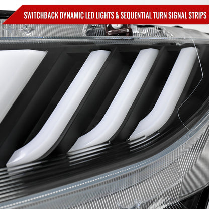 2016-2021 Honda Civic Full LED Projector Headlights w/ Switchback Sequential Turn Signal (Matte Black Housing/Clear Lens)