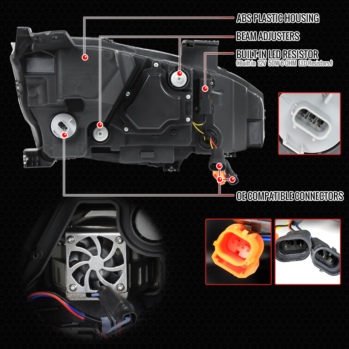 2016-2021 Honda Civic Full LED Projector Headlights w/ Switchback Sequential Turn Signal (Matte Black Housing/Clear Lens)