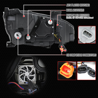 2016-2021 Honda Civic Full LED Projector Headlights w/ Switchback Sequential Turn Signal (Matte Black Housing/Clear Lens)