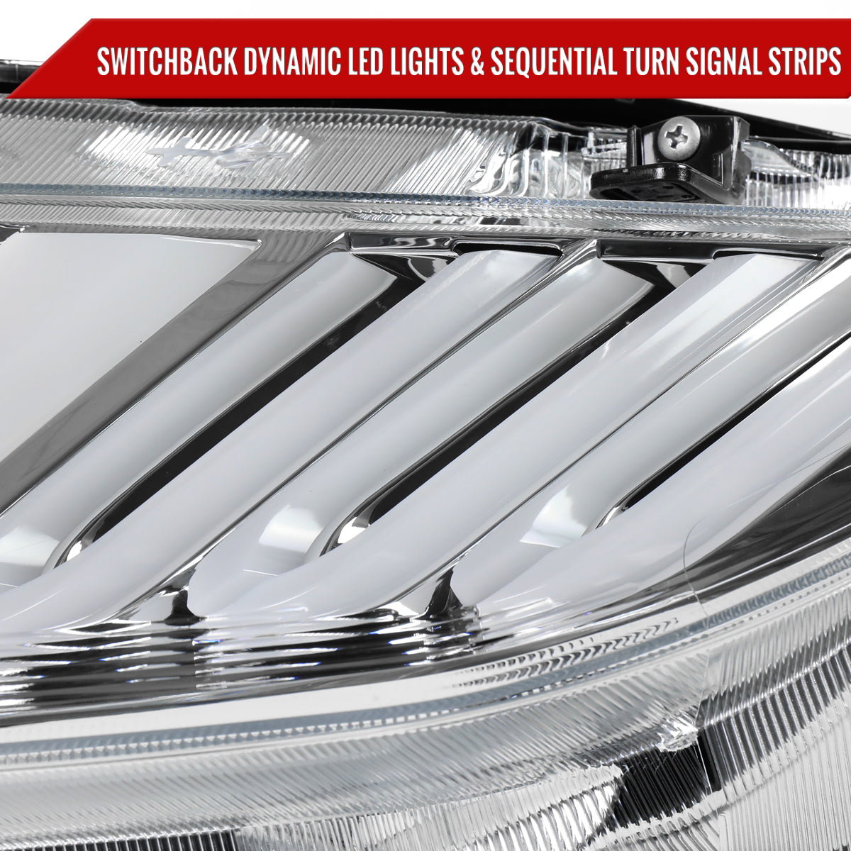 2016-2021 Honda Civic LED Headlights w/ LED Switchback Sequential Turn Signal (Chrome Housing/Clear Lens)
