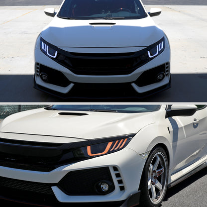2016-2021 Honda Civic LED Headlights w/ LED Switchback Sequential Turn Signal (Matte Black Housing/Clear Lens)