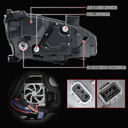 2016-2021 Honda Civic LED Headlights w/ LED Switchback Sequential Turn Signal (Matte Black Housing/Smoked Lens)