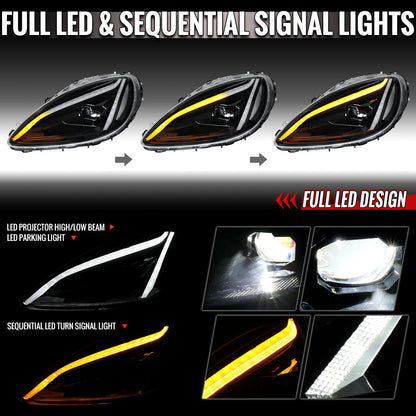 2005-2013 Corvette C6 C8-Style LED Headlights - Matte Black/Clear - view 2