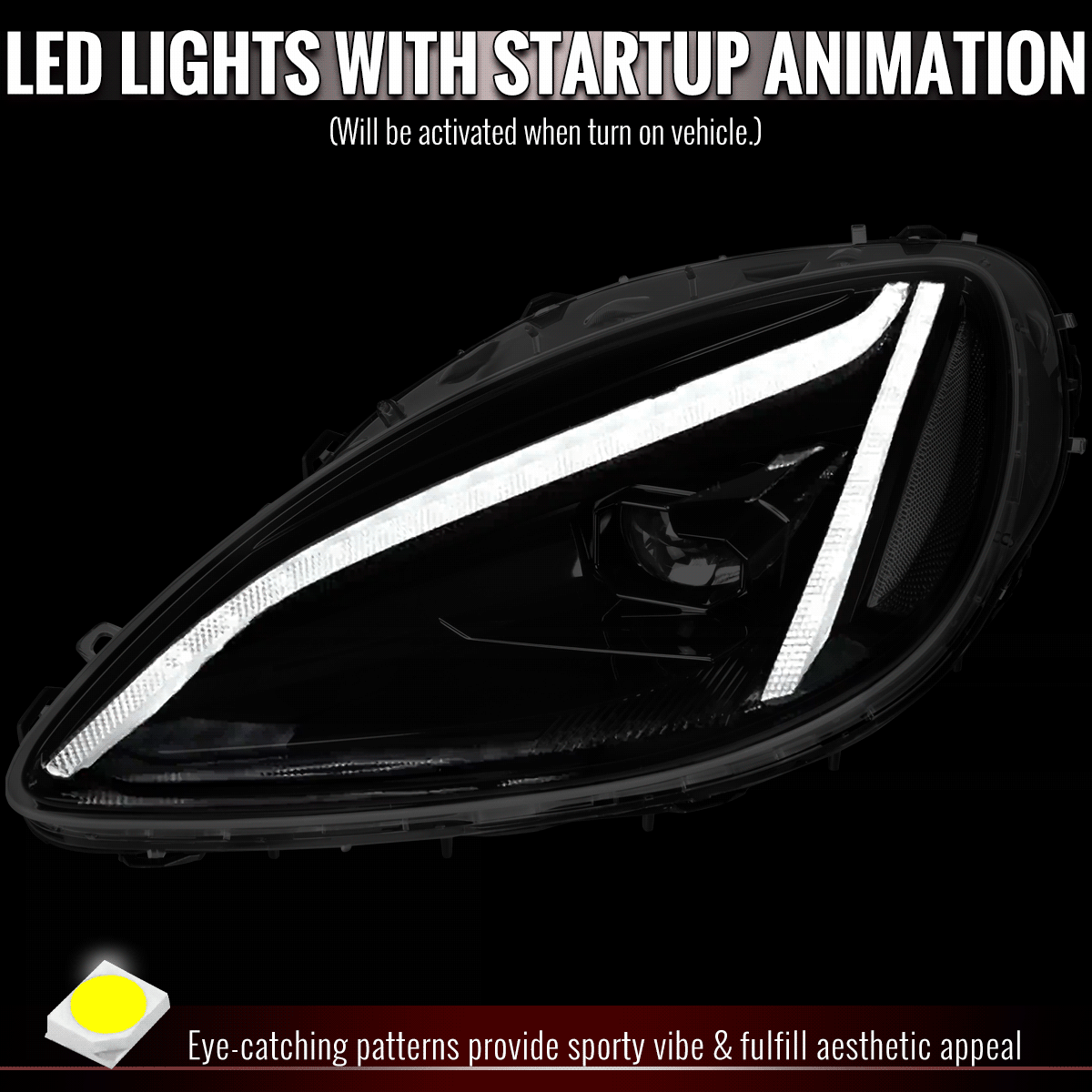 2005-2013 Corvette C6 C8-Style LED Headlights - Matte Black/Clear - view 12