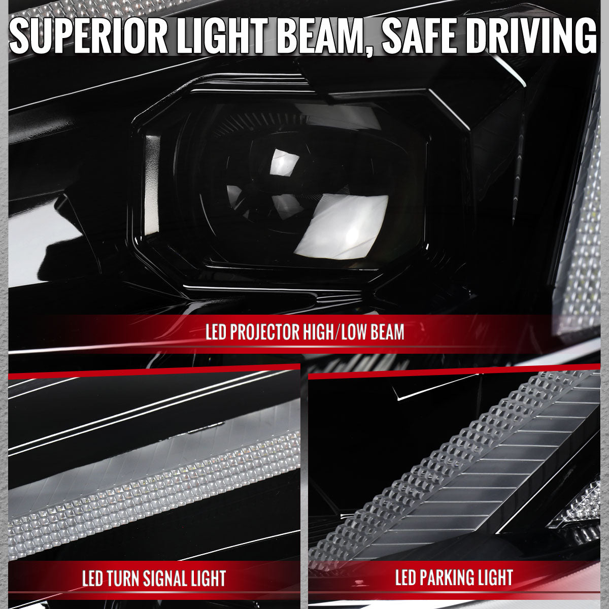 2005-2013 Corvette C6 C8-Style LED Headlights - Matte Black/Clear - view 7