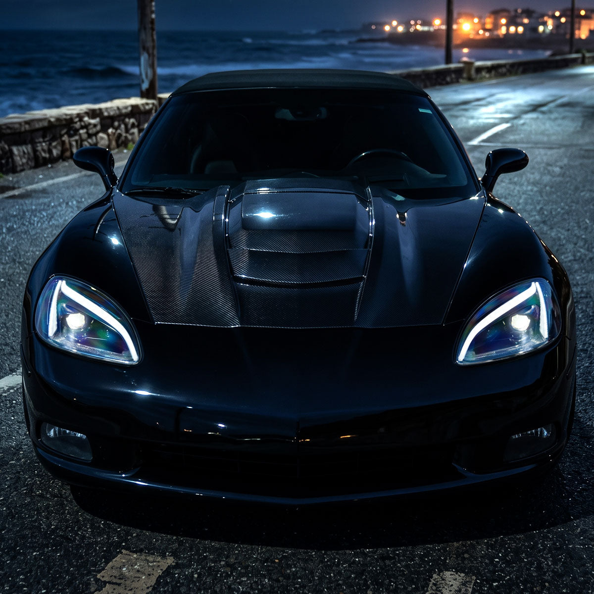 2005-2013 Corvette C6 C8-Style LED Headlights - Matte Black/Clear - view 10