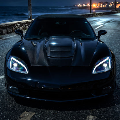 2005-2013 Corvette C6 C8-Style LED Headlights - Matte Black/Clear - view 10
