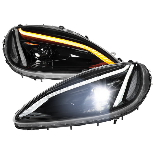 2005-2013 Corvette C6 C8-Style LED Headlights - Matte Black/Clear