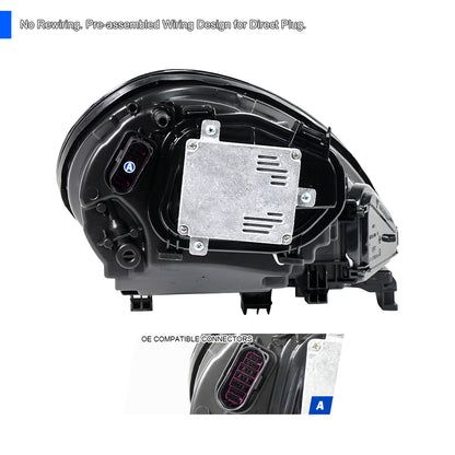 2014-2016 Porsche Panamera 970.2 Matrix Style LED Projector Headlights w/ DRL for non-Factory HID  (Matte Black Housing / Glossy Black Accents / Clear Lens)