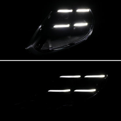 2014-2016 Porsche Panamera 970.2 Matrix Style LED Projector Headlights w/ DRL for Factory HID  (Matte Black Housing / Glossy Black Accents / Clear Lens)