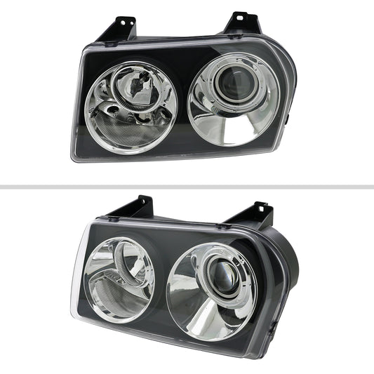 2005-2010 Chrysler 300 Base/LX/Touring Projector Headlights (Matte Black Housing/Clear Lens)