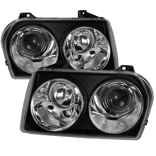 2005-2010 Chrysler 300 Base/LX/Touring Projector Headlights (Matte Black Housing/Clear Lens)