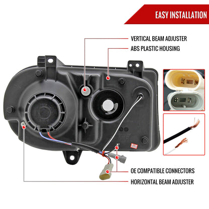 2005-2010 Chrysler 300 Projector Headlights w/ LED Light Strip (Glossy Black Housing/Smoked Lens)