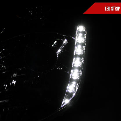 2003-2005 Nissan 350Z Projector Headlights w/ SMD LED Light Strip (Chrome Housing/Clear Lens)
