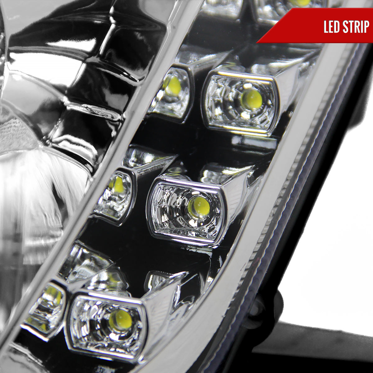 2003-2005 Nissan 350Z Projector Headlights w/ SMD LED Light Strip (Chrome Housing/Clear Lens)