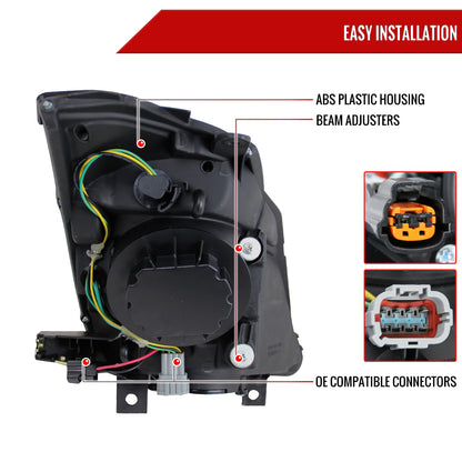 2003-2005 Nissan 350Z Projector Headlights w/ SMD LED Light Strip (Chrome Housing/Clear Lens)