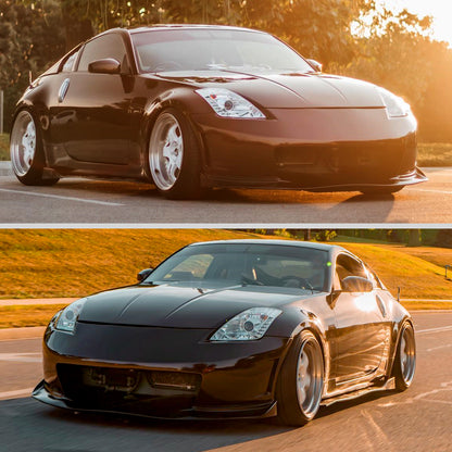 2003-2005 Nissan 350Z Projector Headlights w/ SMD LED Light Strip (Chrome Housing/Clear Lens)
