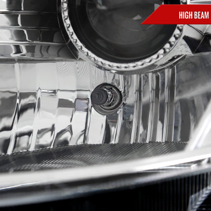 2003-2005 Nissan 350Z Switchback Sequential Turn Signal Animated LED Bar Projector Headlights (Chrome Housing/Clear Lens)