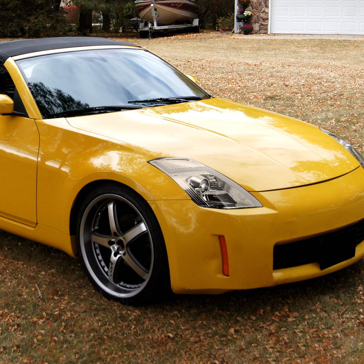 2003-2005 Nissan 350Z Switchback Sequential Turn Signal Animated LED Bar Projector Headlights (Chrome Housing/Clear Lens)