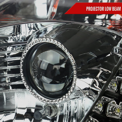 2003-2005 Nissan 350Z Projector Headlights w/ SMD LED Light Strip (Chrome Housing/Smoked Lens)