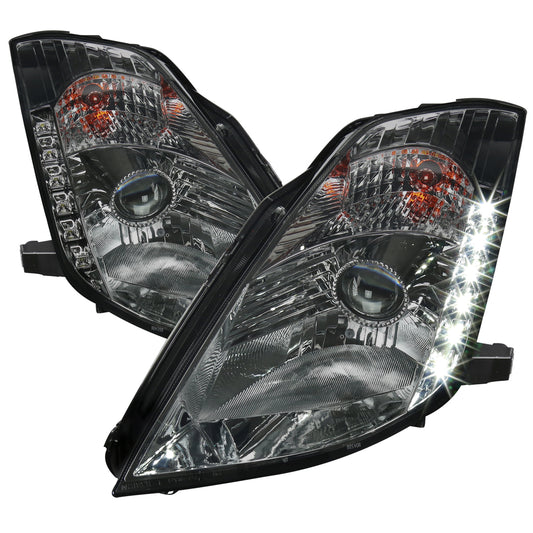 2003-2005 Nissan 350Z Projector Headlights w/ SMD LED Light Strip (Chrome Housing/Smoked Lens)
