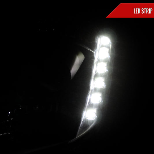 2003-2005 Nissan 350Z Projector Headlights w/ SMD LED Light Strip (Glossy Black Housing/Smoked Lens)