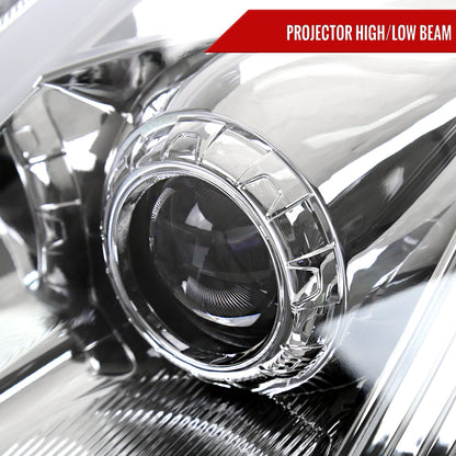 2006-2009 Nissan 350Z Switchback Sequential Turn Signal Animated LED Bar Projector Headlights (Chrome Housing/Clear Lens)