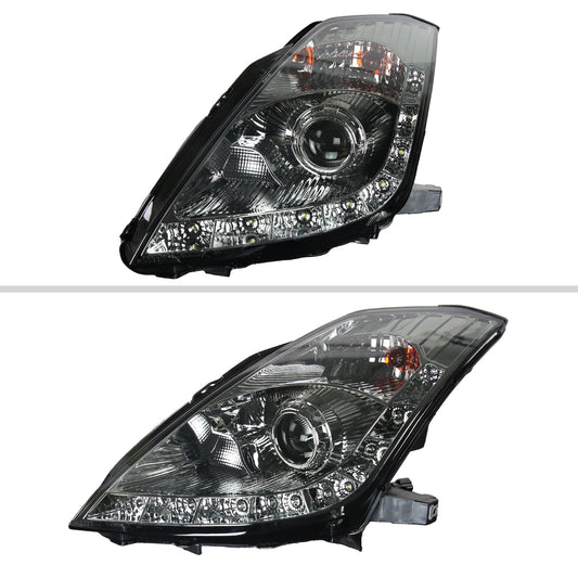 2006-2009 Nissan 350Z SMD LED Light Strip Projector Headlights (Chrome Housing/Smoked Lens)