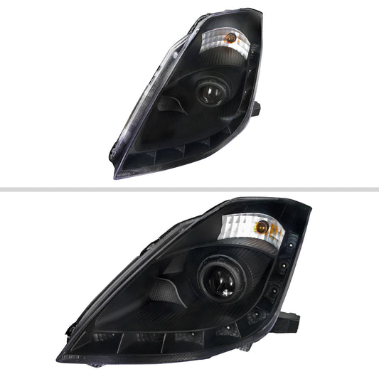 2006-2009 Nissan 350Z SMD LED Light Strip Projector Headlights (Matte Black Housing/Clear Lens)