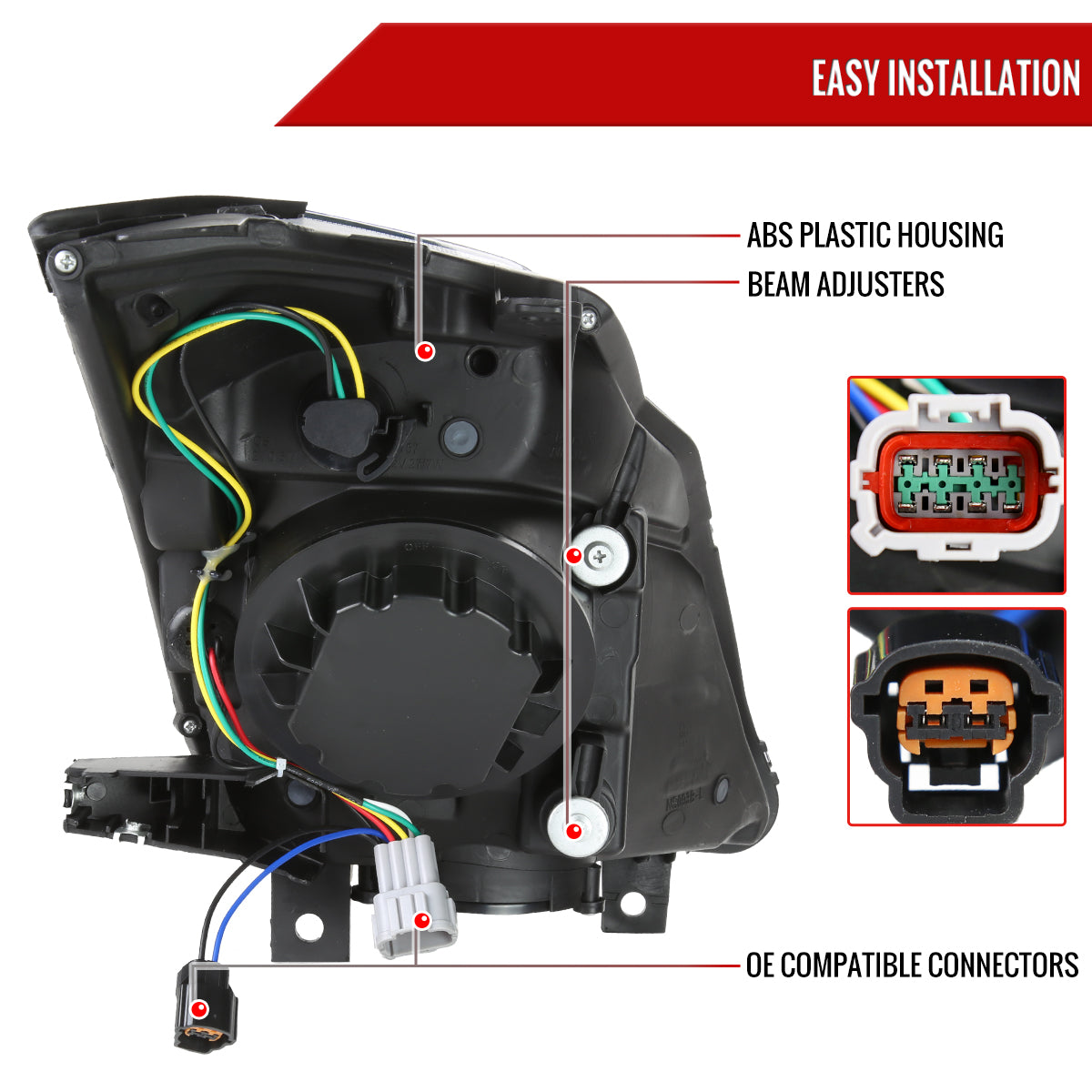 2006-2009 Nissan 350Z Switchback Sequential Turn Signal Animated LED Bar Projector Headlights (Matte Black Housing/Clear Lens)
