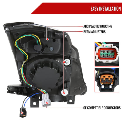 2006-2009 Nissan 350Z Switchback Sequential Turn Signal Animated LED Bar Projector Headlights (Matte Black Housing/Clear Lens)