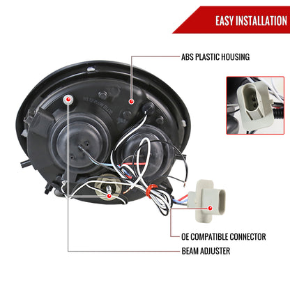 1998-2005 Volkswagen Beetle Halo Projector Headlights (Glossy Black Housing/Smoked Lens)