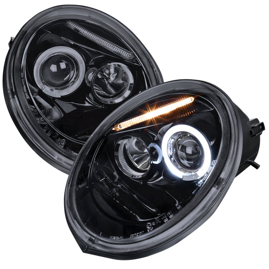 1998-2005 Volkswagen Beetle Halo Projector Headlights (Glossy Black Housing/Smoked Lens)