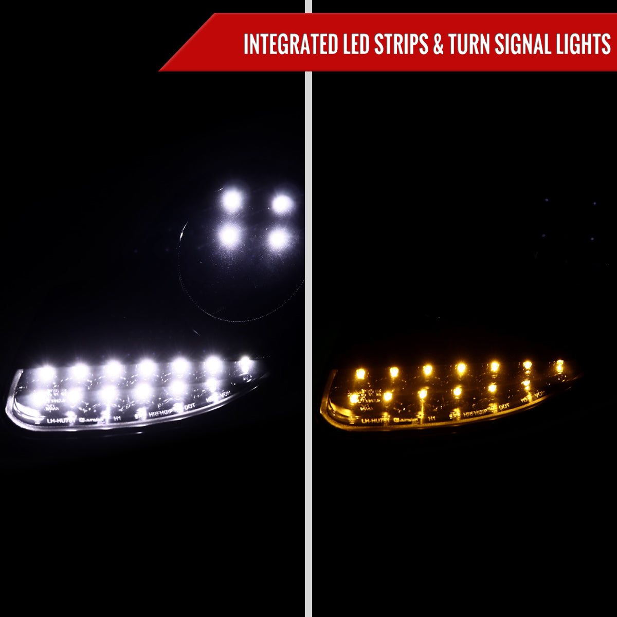 1997-2004 Porsche Boxster 986/911 996 LED Light Strip Projector Headlights w/ LED Turn Signal Lights (Glossy Black Housing/Smoked Lens)