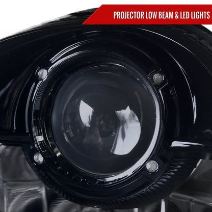 1997-2004 Porsche Boxster 986/911 996 LED Light Strip Projector Headlights w/ LED Turn Signal Lights (Glossy Black Housing/Smoked Lens)