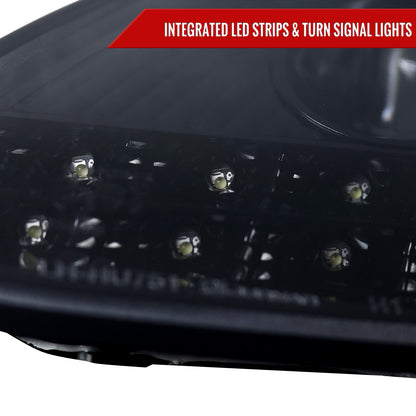 1997-2004 Porsche Boxster 986/911 996 LED Light Strip Projector Headlights w/ LED Turn Signal Lights (Glossy Black Housing/Smoked Lens)