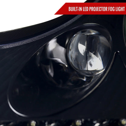 1997-2004 Porsche Boxster 986/911 996 LED Light Strip Projector Headlights w/ LED Turn Signal Lights (Glossy Black Housing/Smoked Lens)