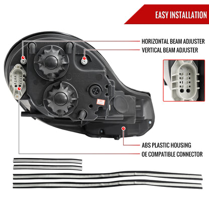 1997-2004 Porsche Boxster 986/911 996 LED Light Strip Projector Headlights w/ LED Turn Signal Lights (Glossy Black Housing/Smoked Lens)