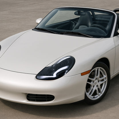 1997-2004 Porsche Boxster 986/911 996 LED Light Strip Projector Headlights w/ LED Turn Signal Lights (Glossy Black Housing/Smoked Lens)