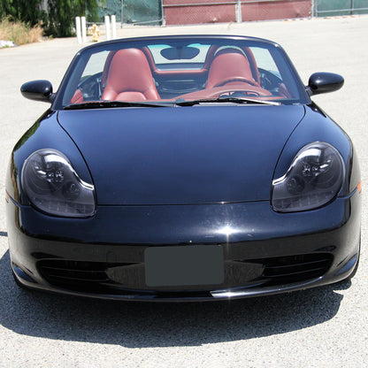 1997-2004 Porsche Boxster 986/911 996 LED Light Strip Projector Headlights w/ LED Turn Signal Lights (Glossy Black Housing/Smoked Lens)