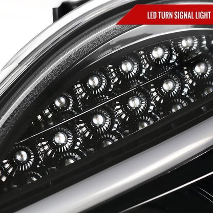 2001-2007 Mercedes Benz W203 C Class Sedan LED Bar Projector Headlights w/ LED Turn Signal Lights (Jet Black Housing/Clear Lens)
