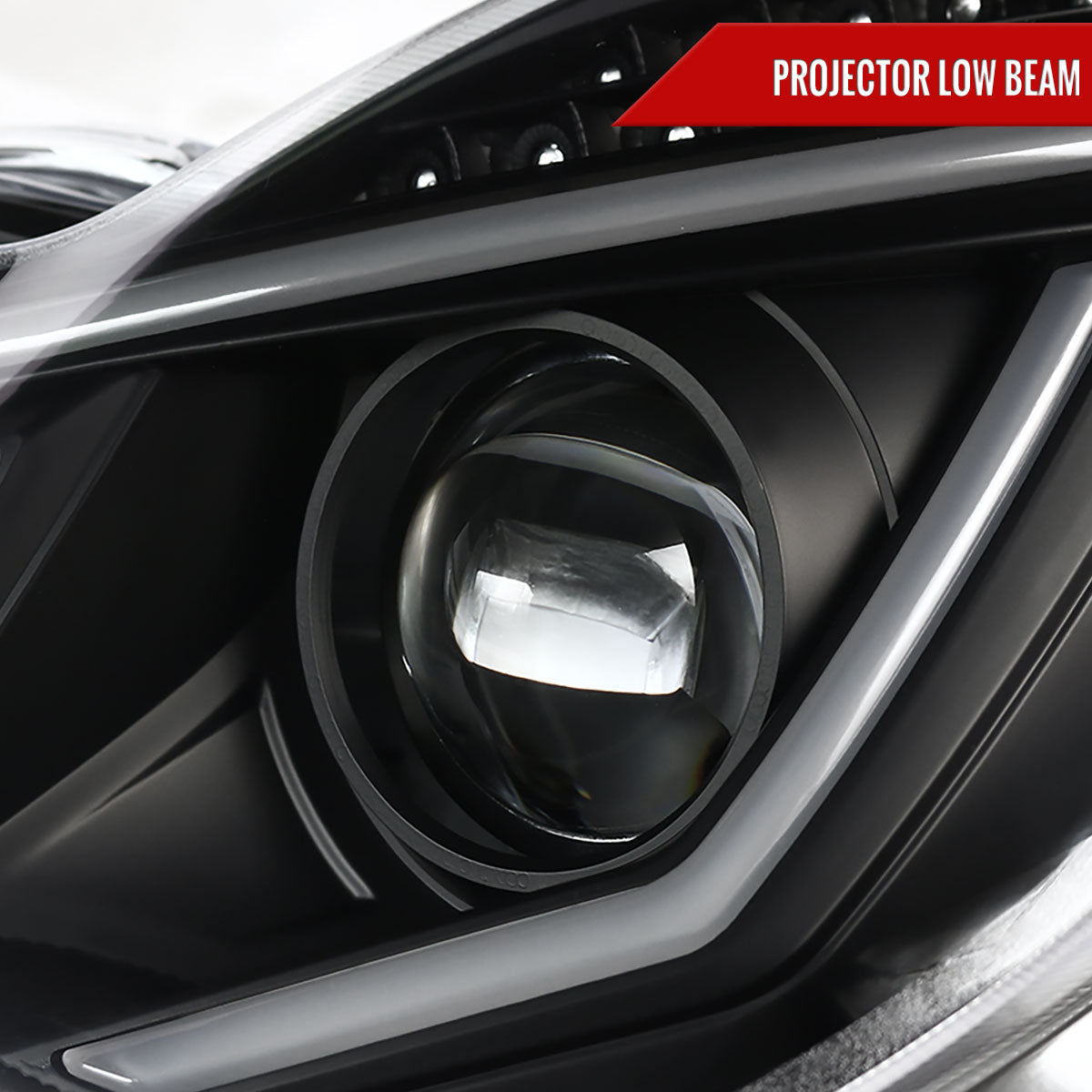 2001-2007 Mercedes Benz W203 C Class Sedan Projector Headlights w/ LED Light Bar & LED Turn Signal Lights (Matte Black Housing/Clear Lens)