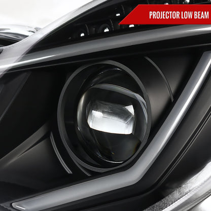 2001-2007 Mercedes Benz W203 C Class Sedan Projector Headlights w/ LED Light Bar & LED Turn Signal Lights (Matte Black Housing/Clear Lens)