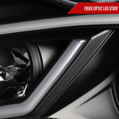 2001-2007 Mercedes Benz W203 C Class Sedan Projector Headlights w/ LED Light Bar & LED Turn Signal Lights (Matte Black Housing/Clear Lens)