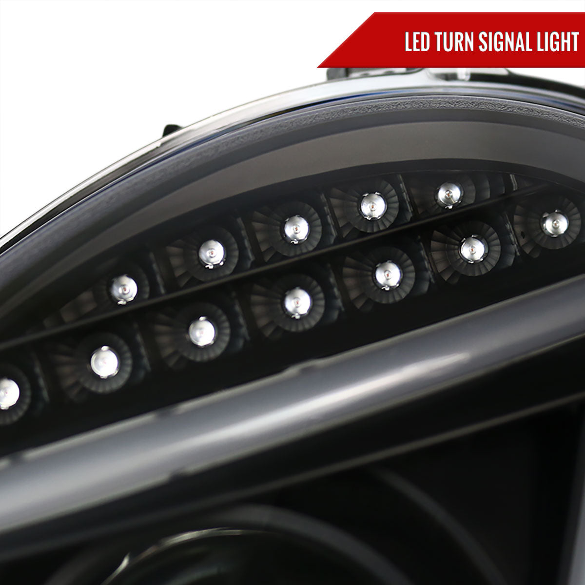 2001-2007 Mercedes Benz W203 C Class Sedan Projector Headlights w/ LED Light Bar & LED Turn Signal Lights (Matte Black Housing/Clear Lens)